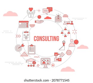 consulting concept with icon set template banner and circle round shape