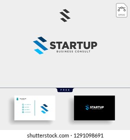 consulting, consult graphic statistic logo template with business card vector illustration