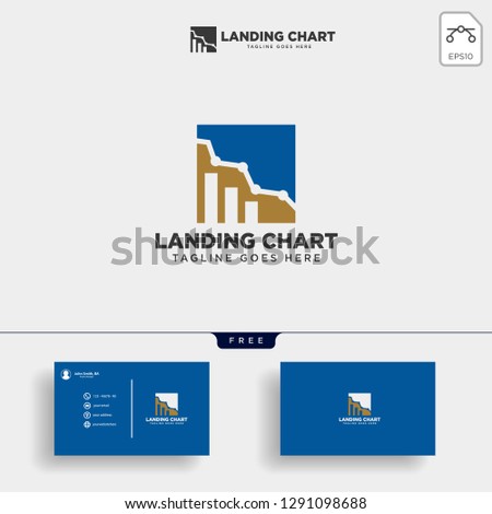 consulting, consult graphic statistic logo template with business card vector illustration