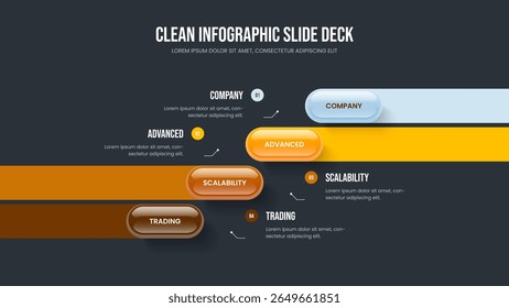 Consulting Development Frame Design Vector Illustration. Business Plan 4 Step Infographic Presentation Layout. Marketing Insight Four Element Diagram Slide Template.