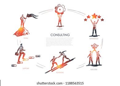 Consulting, Expert, Experience, Success, Potential, Goal Concept Vector Set