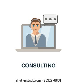 Consulting flat icon. Colored element sign from recruitment collection. Flat Consulting icon sign for web design, infographics and more.