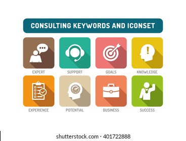 Consulting Flat Icon Set