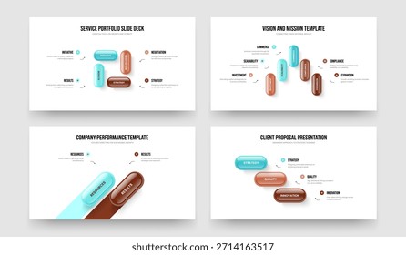 Consulting Forecast 4 5 2 3 Option Conjunto de Plantillas de presentación de diapositivas de infografía. Paquete de Ilustración vectorial de diseño de diapositivas de cinco y dos diagramas de tres elementos.