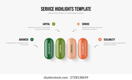 Diseño de diapositivas de infografía de 4 pasos. Ilustración vectorial de diseño de marco de propuesta de inversor. Market Insight Plantilla de presentación de diagrama de cuatro elementos.