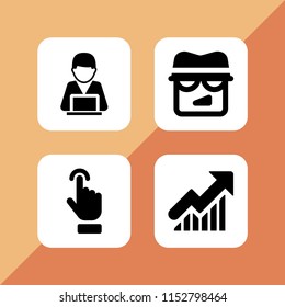 consulting icon. 4 consulting set with agent, progress report, shopping support online and touch screen vector icons for web and mobile app