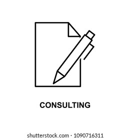 consulting icon. Element of simple web icon with name for mobile concept and web apps. Thin line consulting icon can be used for web and mobile on white background