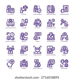 Paquete de iconos de consultoría para su Sitio web, móvil, presentación y diseño de logotipos. Consultoría Icon line diseño de color básico. Ilustración gráfica de Vector y trazo editable.