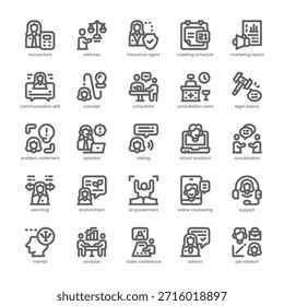 Consulting Icon pack for your website, mobile, presentation, and logo design. Consulting Icon outline design. Vector graphics illustration and editable stroke.