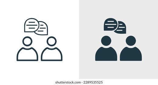 consulting icon of two Business people chatting line art  vector