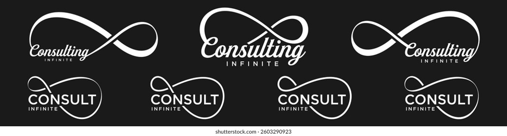 consulting Infinity logo design, wordmark consulting with Infinity icon combination, vector illustration