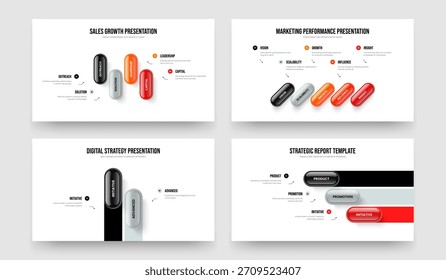 Consultoría Innovación 4 5 2 3 Diagrama de elementos Presentación Plantilla Paquete. Conjunto de Ilustraciones vectoriales de diseño de presentación de diapositivas de infografía de cuatro, dos y tres opciones.