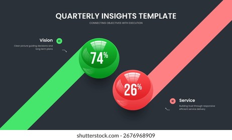 Consulting Innovation Slideshow Layout Vector Illustration. Marketing Proposal 2 Element Graph Presentation Template. Digital Performance Two Option Chart Frame Design.
