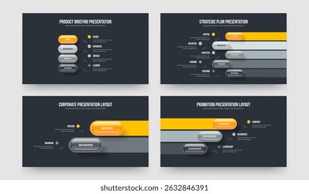 Consulting Introduction 4 5 2 3 Element Diagram Slide Layout Bundle. Creative Development Four Five Two Three Step Infographic Slideshow Template Vector Illustration Collection.