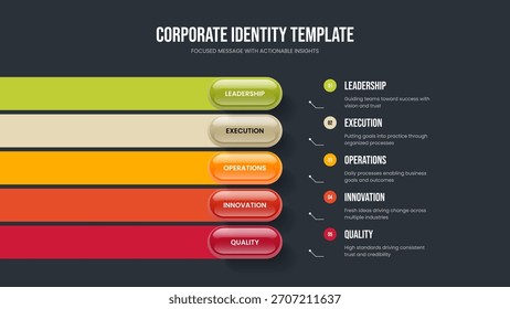 Consultoria Introdução Cinco Opção Infográfico Slide Modelo. Layout da apresentação do diagrama de 5 etapas do resumo da empresa. Ilustração de vetor de design de apresentação de slides de perfil empresarial.
