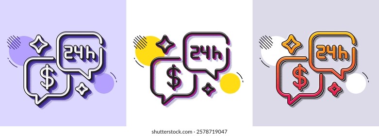 Consulting line icon. Halftone dotted pattern. Gradient icon with grain shadow. Bank support sign. Finance service symbol. Line consulting icon. Various designs. Vector