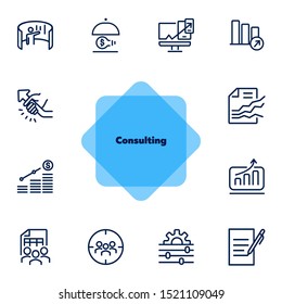 Consulting line icon set. Graph, chart, analysis. Business concept. Can be used for topics like marketing, finance management, startup