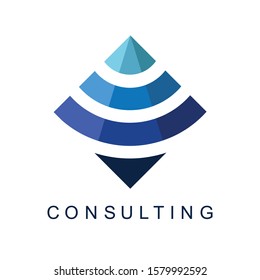 Consulting logo abstract blue.  pyramid design
