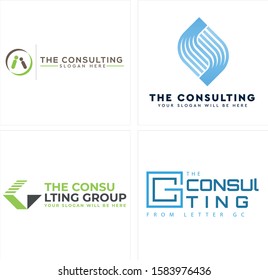 The consulting logo with circle describe two people and shape abstract  blue green vector suitable for business provide service company