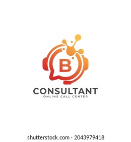 Consulting Logo Icon. Online Consultant Initial Letter B Logo Design Template