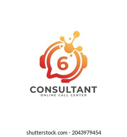 Consulting Logo Icon. Online Consultant Number 6 Logo Design Template