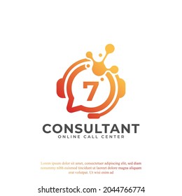 Consulting Logo Icon. Online Consultant Number 7 Logo Design Template