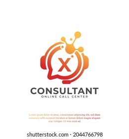 Consulting Logo Icon. Online Consultant Initial Letter X Logo Design Template