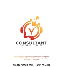 Consulting Logo Icon. Online Consultant Initial Letter Y Logo Design Template