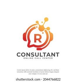 Consulting Logo Icon. Online Consultant Initial Letter R Logo Design Template