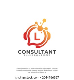 Consulting Logo Icon. Online Consultant Initial Letter L Logo Design Template