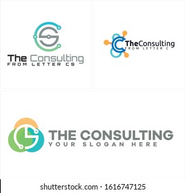 The consulting logo with letter CS tech circuit round icon modern logo vector suitable for firm technology app web business company