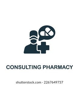 Icono de farmacia de consultoría. Cartel monocromo sencillo de la farmacia. Icono de farmacia de consultoría para logotipo, plantillas, diseño web e infografías.