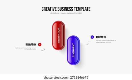 Consulting Vorschlag 2 Schritt Diagramm Frame Design. Unternehmensübersicht Zwei Elemente Infografik-Folienvorlage. Vektorgrafik des Layouts der Projektvisualisierungspräsentation.