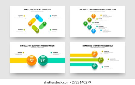 Consulting Report Four Five Two Three Option Chart Slide Plantilla Ilustración vectorial Colección. Sales Insight 4 5 2 3 Step Graph Slideshow Layout Paquete.