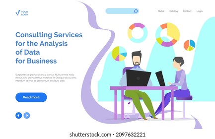 Consulting services for analysis of data for business concept. Support service workers analysing financial report with statistical indicators. People work in technical support, data analysis