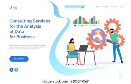 Consulting services for analysis of data for business concept. Colleagues analysing business indicators, statistics. People work in technical support, data analysis, financial statement preparation