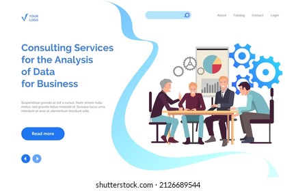 Consulting services for analysis of data for business concept. People work in technical support, maintenance, settings. Men brainstorming, having meeting, discussing statistics, analysing data