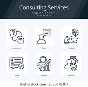 Consulting services icon collection set