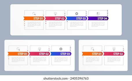 Consulting services infographic chart design template set. Editable infochart with icons. Instructional graphics with options, steps sequence. Visual data presentation