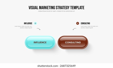 Consulting Showcase Frame Template Vector Illustration. Business Overview 2 Element Infographic Slideshow Design. Company Briefing Two Option Diagram Presentation Layout.