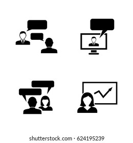 Consulting. Simple Related Vector Icons Set for Video, Mobile Apps, Web Sites, Print Projects and Your Design. Black Flat Illustration on White Background.