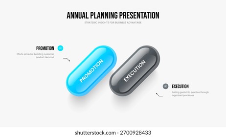 Layout de quadro de diagrama de duas etapas da estratégia de consultoria. Modelo de Apresentação Infográfica da Opção 2 do Visual Solution. Ilustração de vetor de design de slide de lançamento comercial.