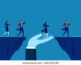 Consulting or teaching. Big hands help businessmen overcome obstacles 