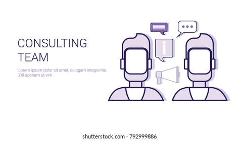 Consulting Team Technical Support Service Business Concept Web Banner With Copy Space Vector Illustration