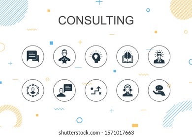Consulting trendy Infographic template. Thin line design with Expert, knowledge, experience, consultant icons