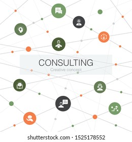 Consulting trendy web template with simple icons. Contains such elements as Expert, knowledge, experience