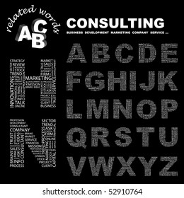 CONSULTANTE. Colección de letras del vector. Ilustración de Wordcloud.