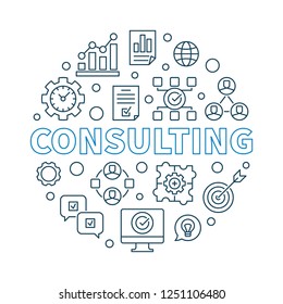 Consulting vector round concept minimal illustration in thin line style