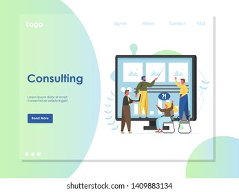 Consulting vector website landing page design template