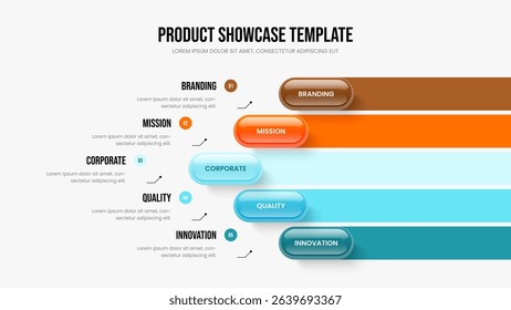 Consulting Visualization 5 Option Diagram Frame Template. Digital Analysis Five Step Infographic Presentation Layout. Enterprise Solution Slide Design Vector Illustration.